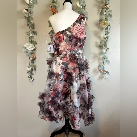 Marchesa Notte Floral One-Shoulder Dress - Picture 7 of 11